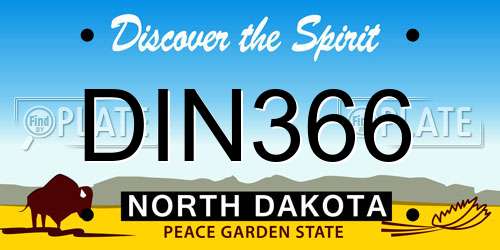 DIN366 North Dakota License Plate