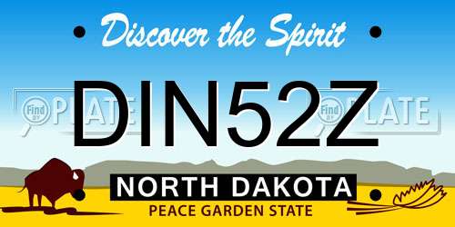 DIN52Z North Dakota License Plate