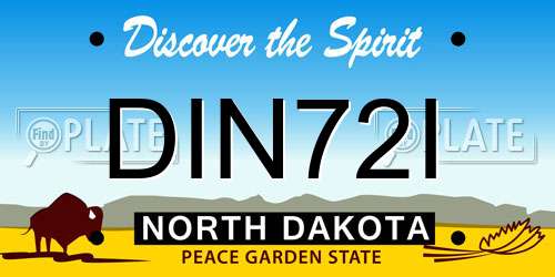 DIN72I North Dakota License Plate
