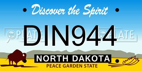 DIN944 North Dakota License Plate