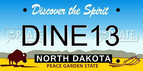 DINE13 North Dakota License Plate