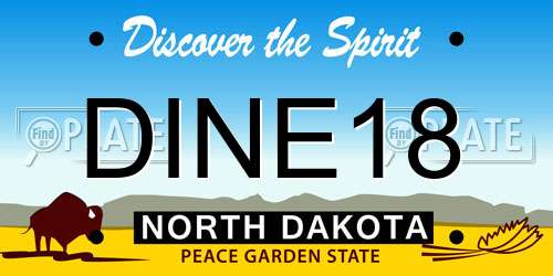 DINE18 North Dakota License Plate