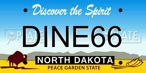 DINE66 North Dakota License Plate