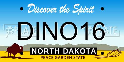 DINO16 North Dakota License Plate