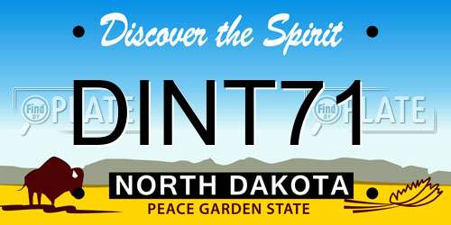 DINT71 North Dakota License Plate
