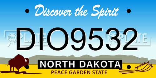 DIO9532 North Dakota License Plate