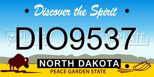 DIO9537 North Dakota License Plate