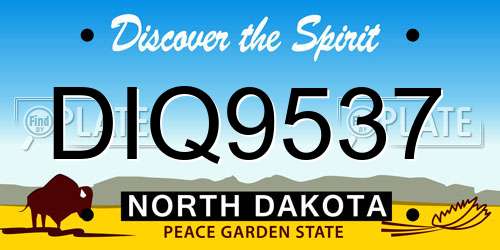 DIQ9537 North Dakota License Plate