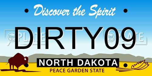 DIRTY09 North Dakota License Plate