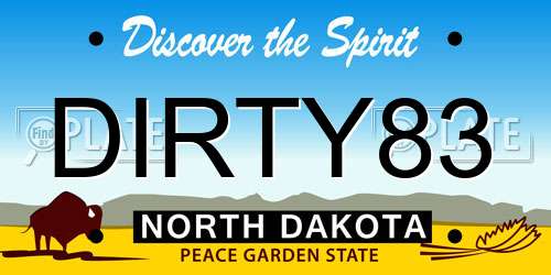 DIRTY83 North Dakota License Plate