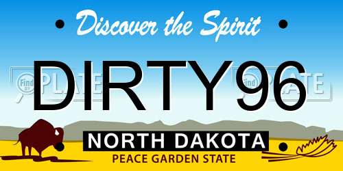 DIRTY96 North Dakota License Plate