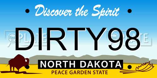 DIRTY98 North Dakota License Plate