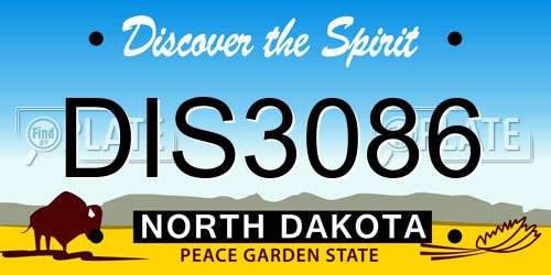 DIS3086 North Dakota License Plate