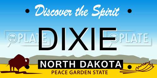 DIXIE North Dakota License Plate