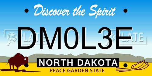 DM0L3E North Dakota License Plate