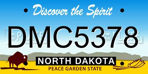 DMC5378 North Dakota License Plate