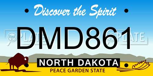 DMD861 North Dakota License Plate