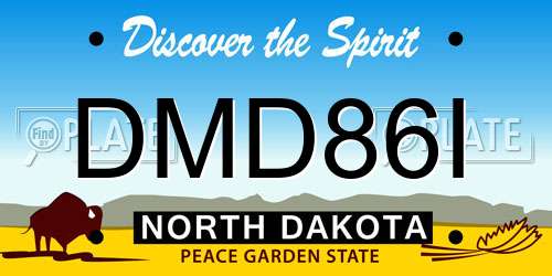 DMD86I North Dakota License Plate