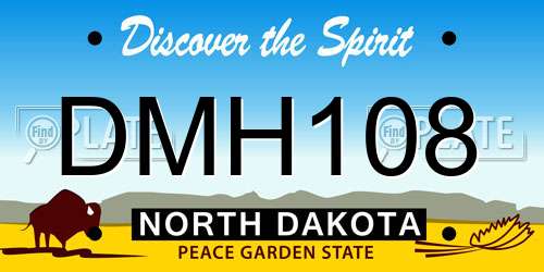 DMH108 North Dakota License Plate