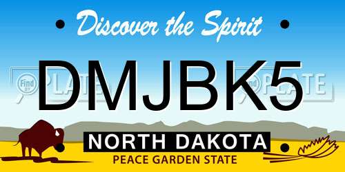 DMJBK5 North Dakota License Plate