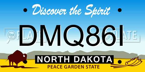 DMQ86I North Dakota License Plate