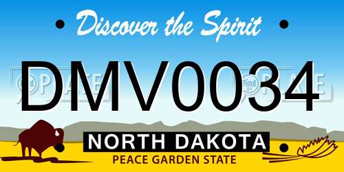 DMV0034 North Dakota License Plate