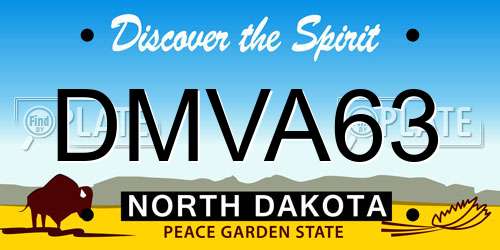 DMVA63 North Dakota License Plate