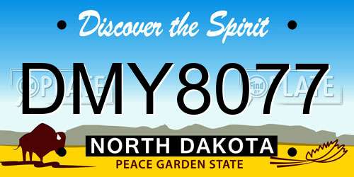 DMY8077 North Dakota License Plate