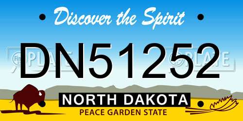 DN51252 North Dakota License Plate