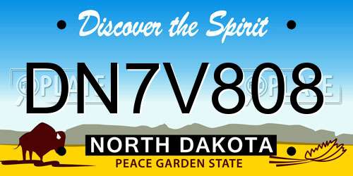DN7V808 North Dakota License Plate