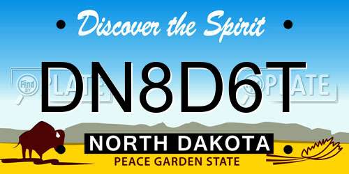 DN8D6T North Dakota License Plate
