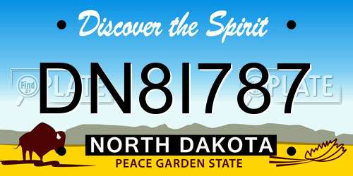 DN8I787 North Dakota License Plate