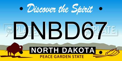 DNBD67 North Dakota License Plate