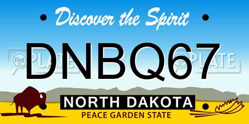DNBQ67 North Dakota License Plate