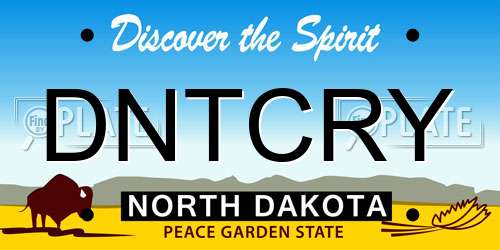 DNTCRY North Dakota License Plate