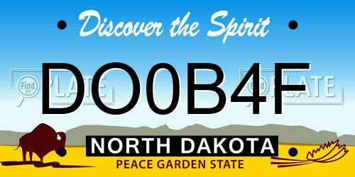DO0B4F North Dakota License Plate