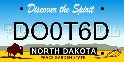 DO0T6D North Dakota License Plate