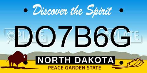 DO7B6G North Dakota License Plate