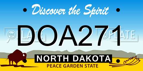 DOA271 North Dakota License Plate