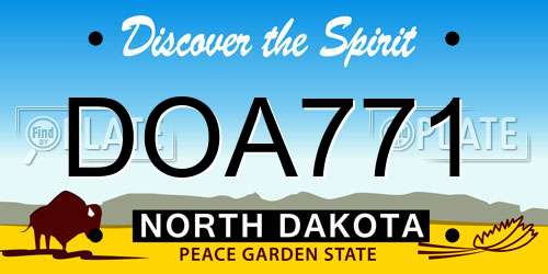 DOA771 North Dakota License Plate
