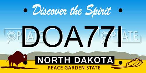 DOA77I North Dakota License Plate