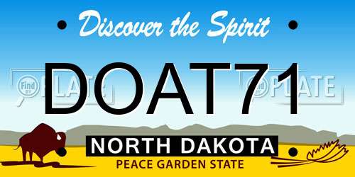 DOAT71 North Dakota License Plate