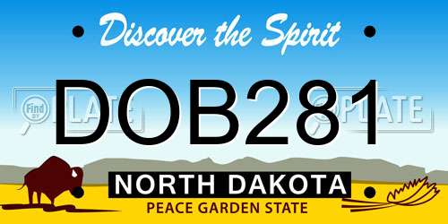 DOB281 North Dakota License Plate