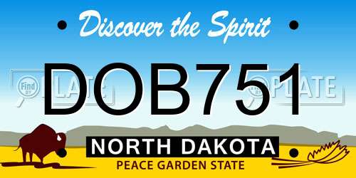 DOB751 North Dakota License Plate