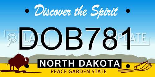 DOB781 North Dakota License Plate