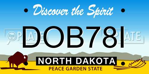 DOB78I North Dakota License Plate