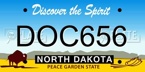 DOC656 North Dakota License Plate