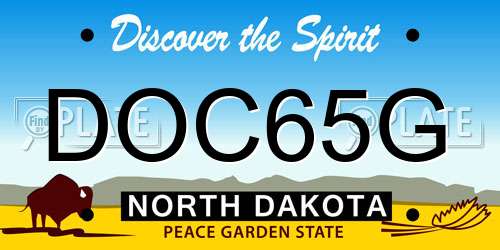 DOC65G North Dakota License Plate