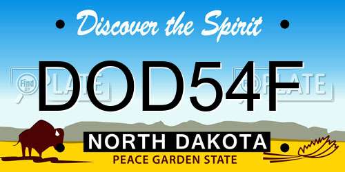 DOD54F North Dakota License Plate