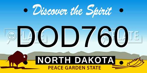 DOD760 North Dakota License Plate